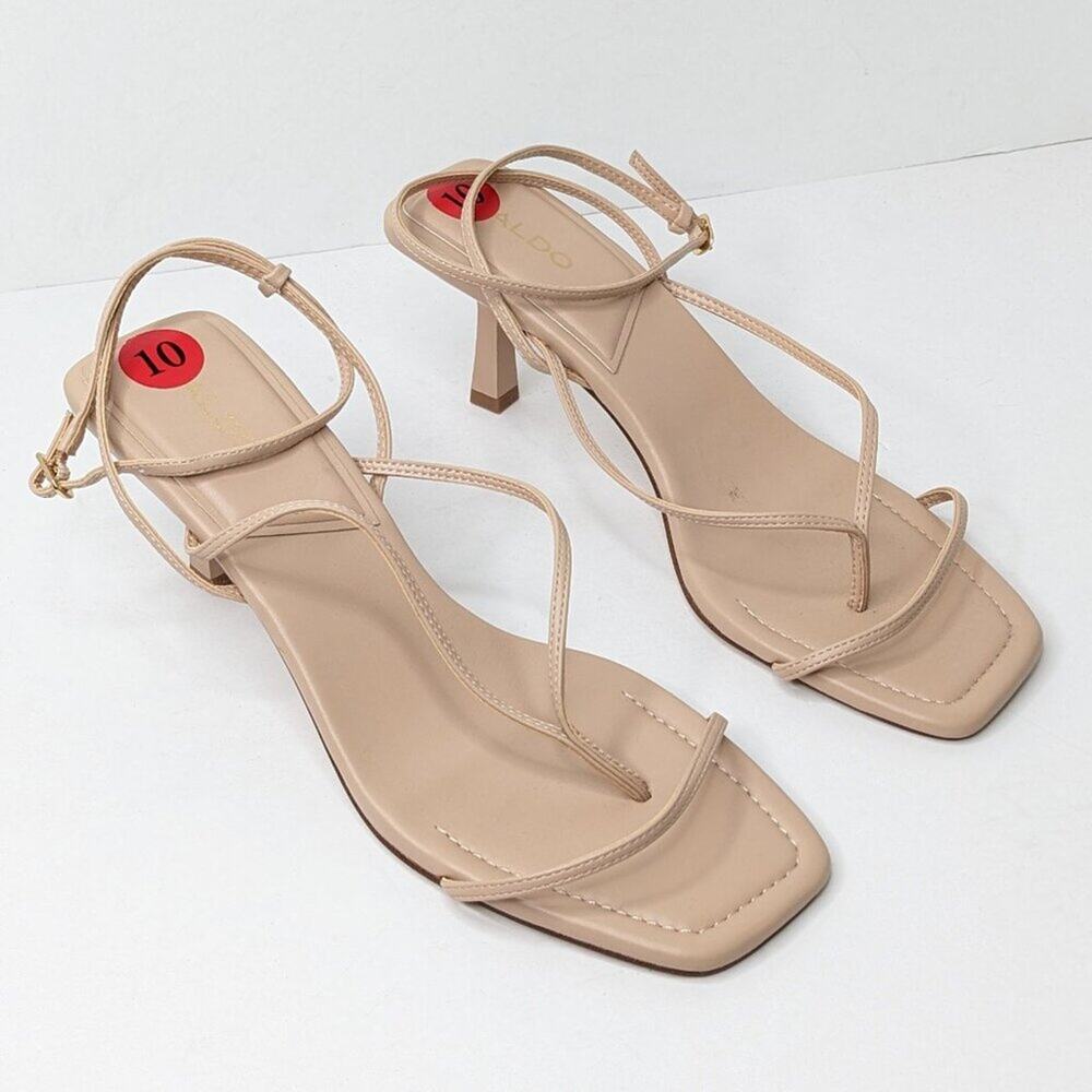 Aldo Strappy Heeled Sandals. Tan, Women's 10